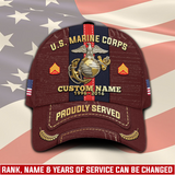 Personalized U.S. Marine Corps Service Cap – Custom Name, Rank & Years of Service
