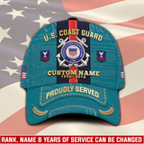Personalized U.S. Coast Guard Service Cap – Custom Name, Rank & Years of Service