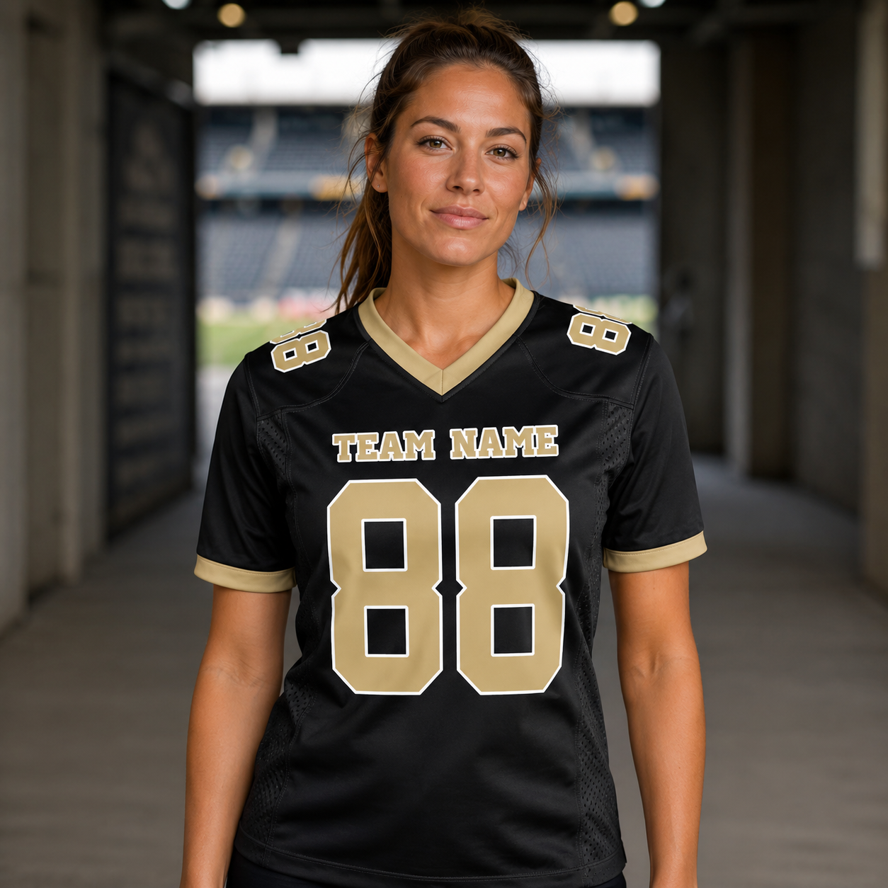 Personalized Midnight Gold Football Jersey – Custom Name & Number Game Day Shirt - GFN01FJ001