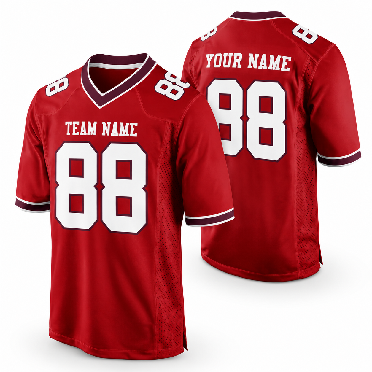 Personalized Crimson Legacy Football Jersey – Custom Name & Number Game Day Shirt - GFN01FJ003