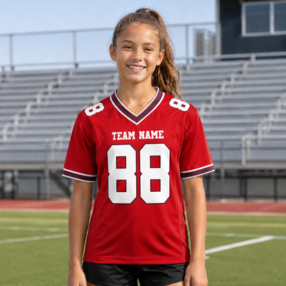 Personalized Crimson Legacy Football Jersey – Custom Name & Number Game Day Shirt - GFN01FJ003