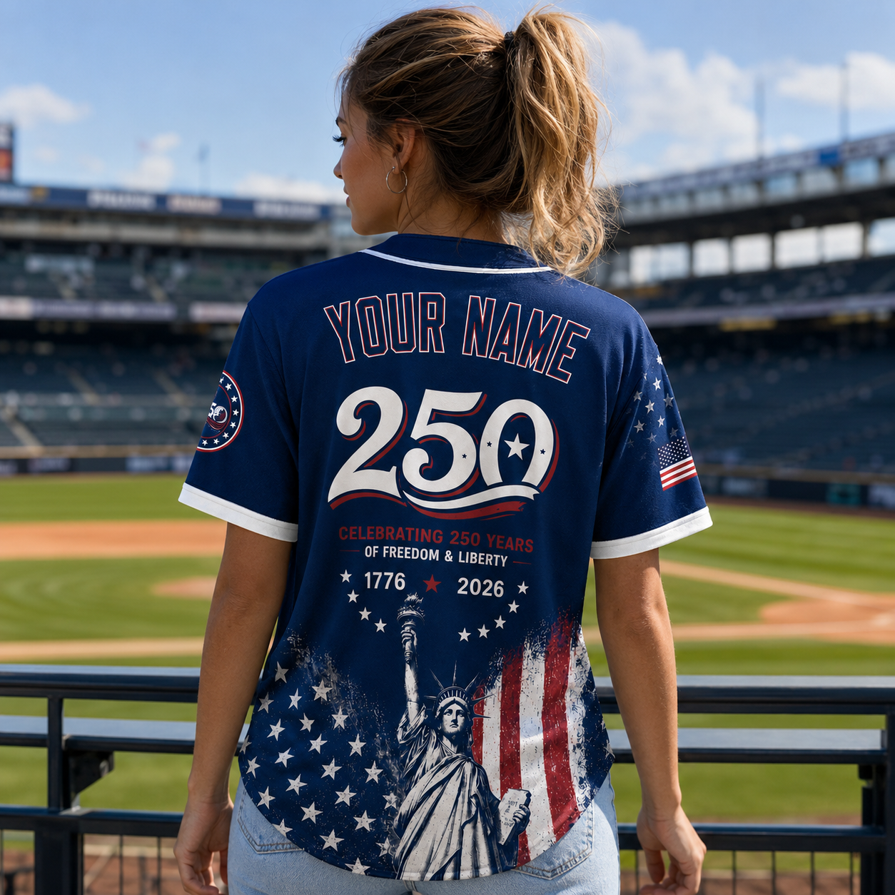 Personalized Liberty Navy 250 Baseball Jersey – Custom Name America Freedom Shirt - GFN01BJ005