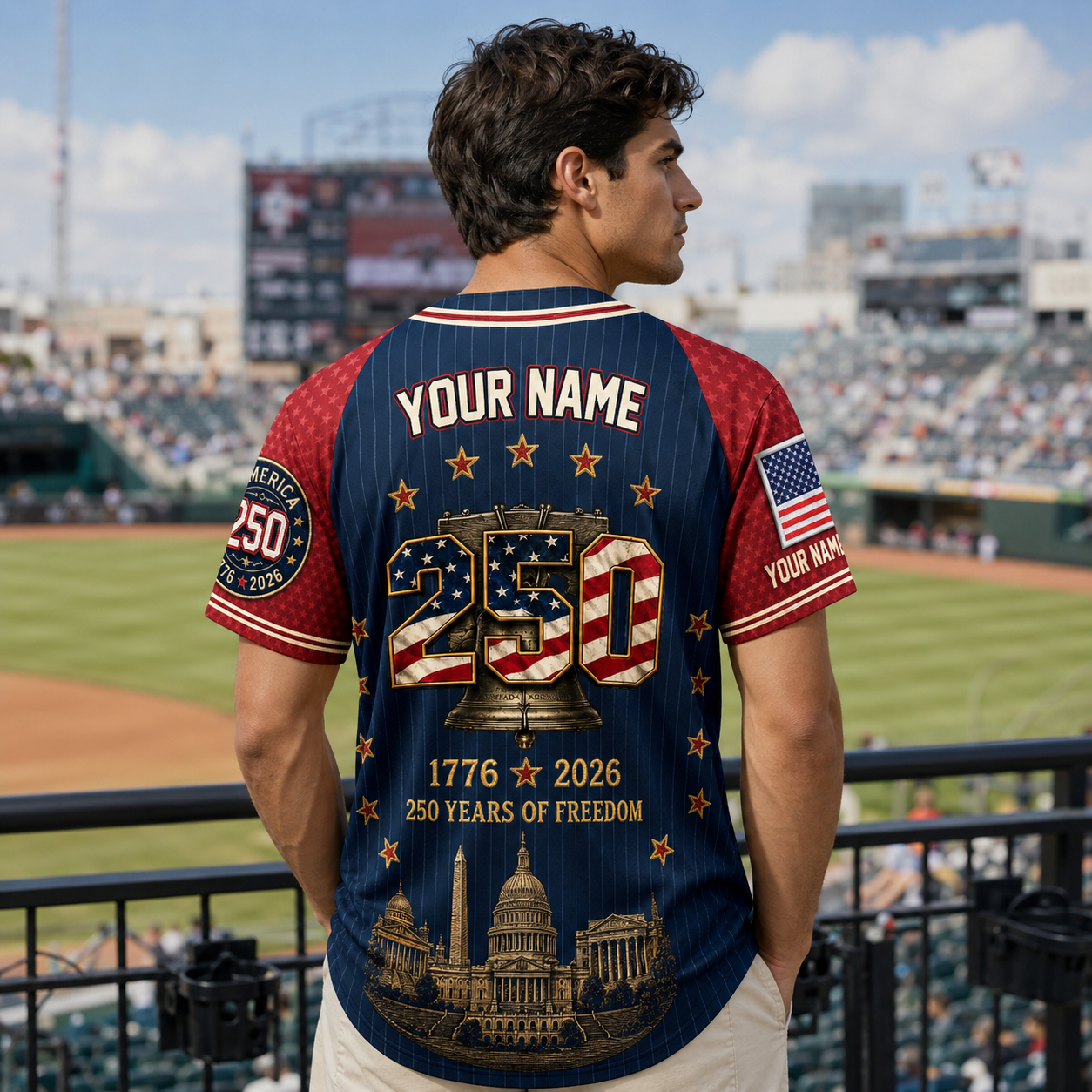 Personalized Capitol Bell 250 Baseball Jersey – Custom Name America Freedom Shirt - GFN01BJ007