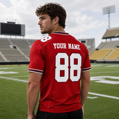 Personalized Crimson Legacy Football Jersey – Custom Name & Number Game Day Shirt - GFN01FJ003