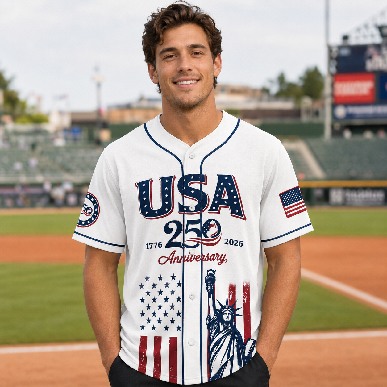 Personalized Heritage Stars 250 Baseball Jersey – Custom Name America Freedom Shirt - GFN01BJ004