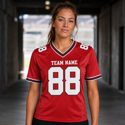 Personalized Crimson Legacy Football Jersey – Custom Name & Number Game Day Shirt - GFN01FJ003