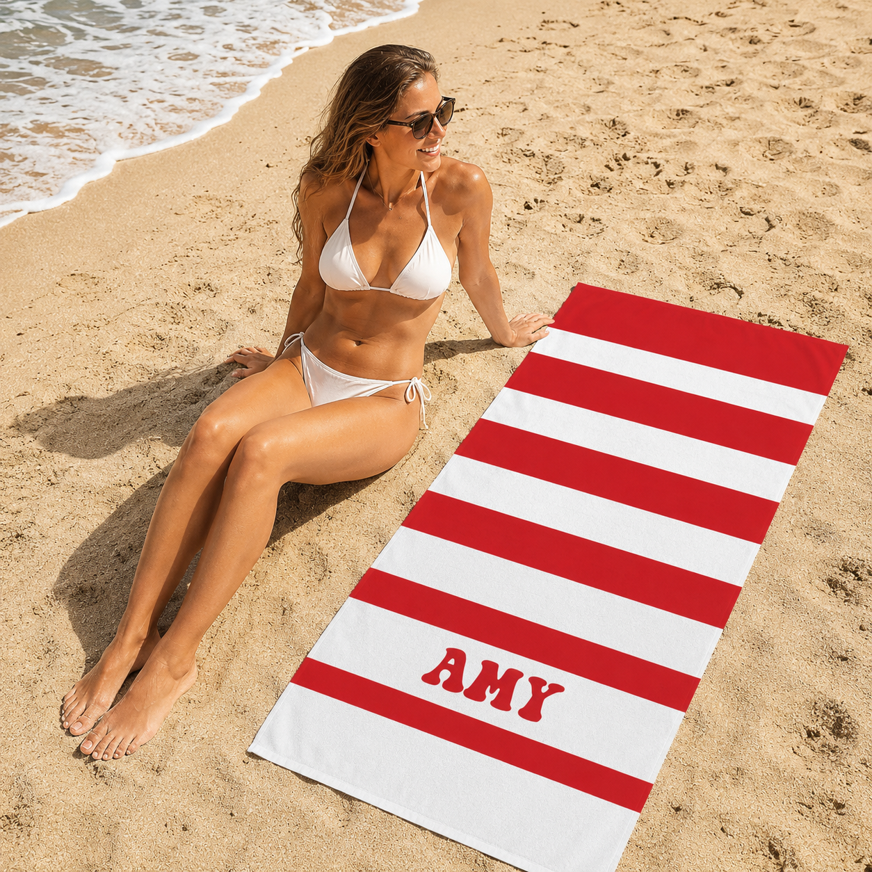Personalized Classic Stripe Quick-Dry Beach Towel – Oversized Summer Gift