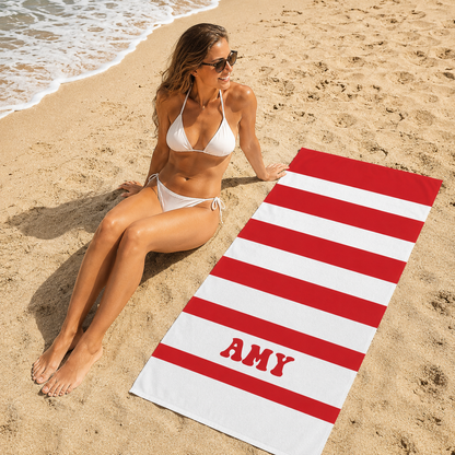 Personalized Classic Stripe Quick-Dry Beach Towel – Oversized Summer Gift