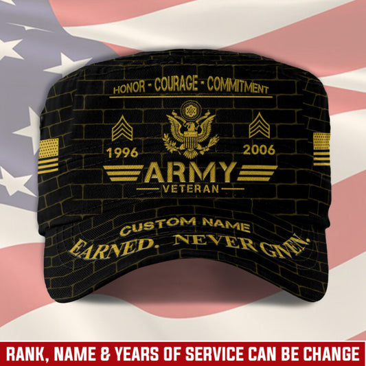 Personalized US Veteran Cap - Military Cap - Earned Never Given