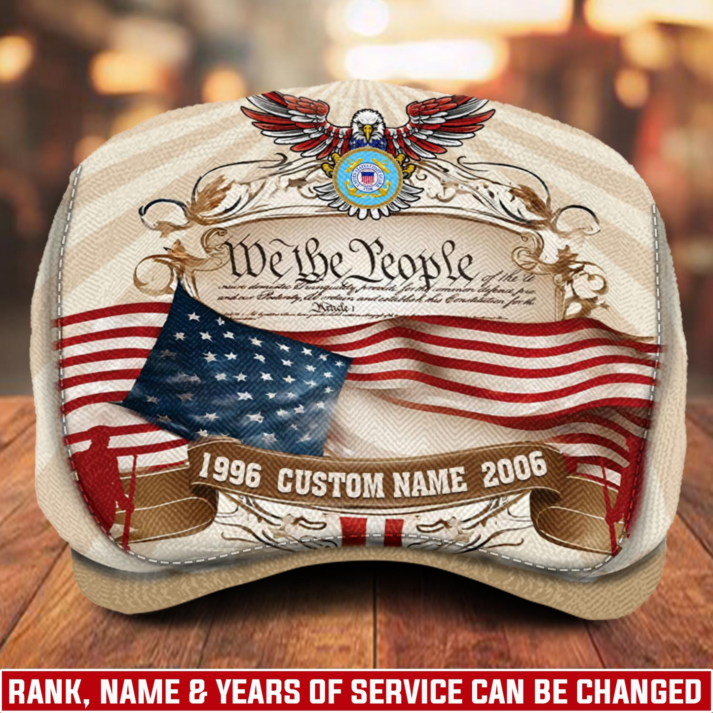 Personalized U.S. Coast Guard Veteran Cap – Custom Name & Years of Service