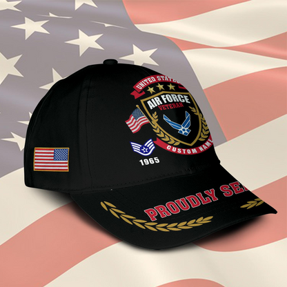 Personalized U.S. Air Force Veteran Cap – Custom Name, Rank & Years of Service