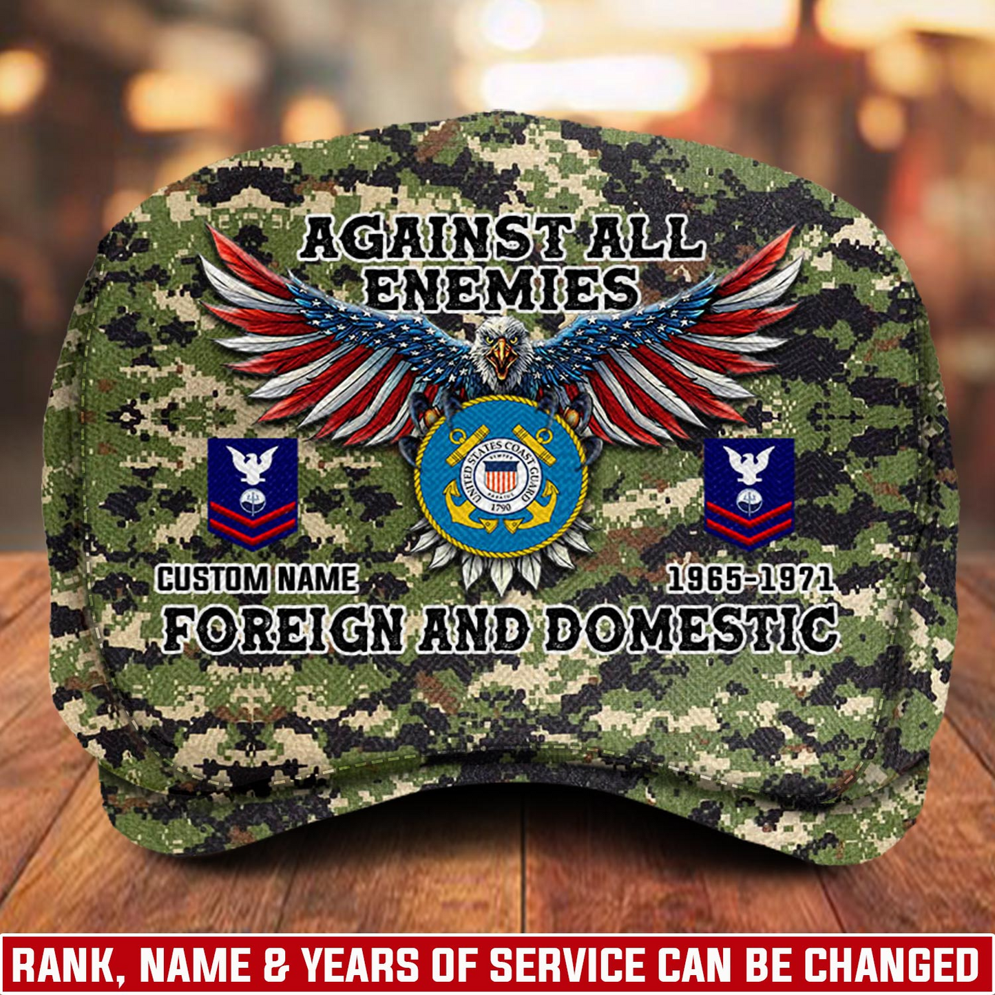 Custom U.S. Coast Guard Jeff Cap – Name, Rank & Service Years Personalized