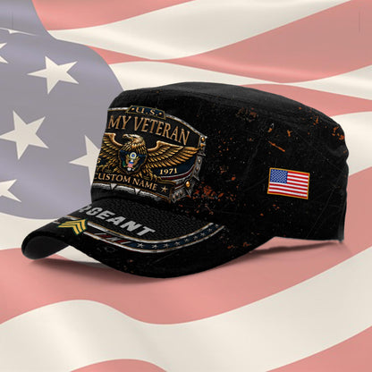 Personalized Military Veteran Hat – Custom Name, Rank & Service Years