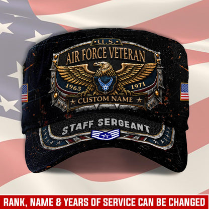 Personalized Military Veteran Hat – Custom Name, Rank & Service Years
