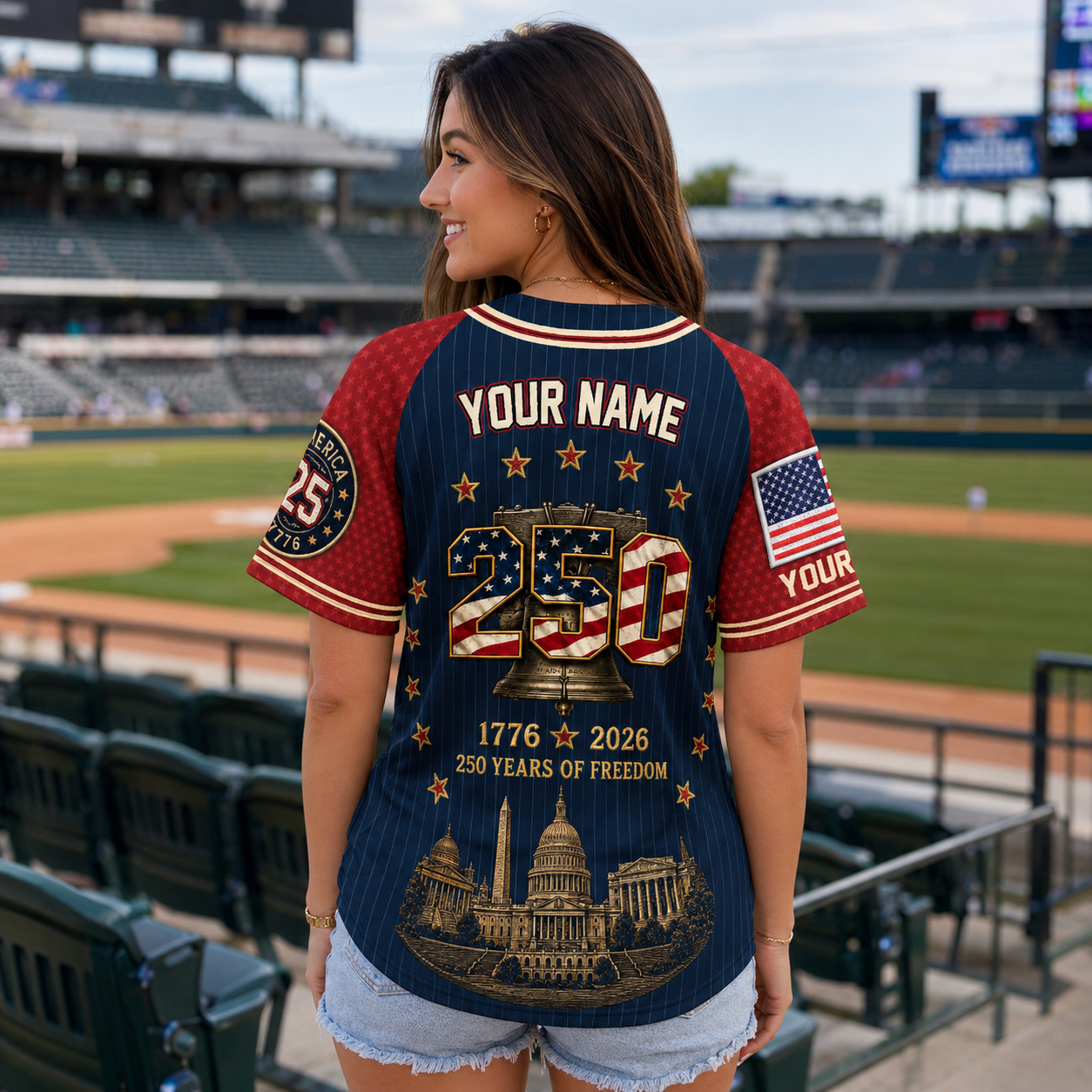 Personalized Capitol Bell 250 Baseball Jersey – Custom Name America Freedom Shirt - GFN01BJ007