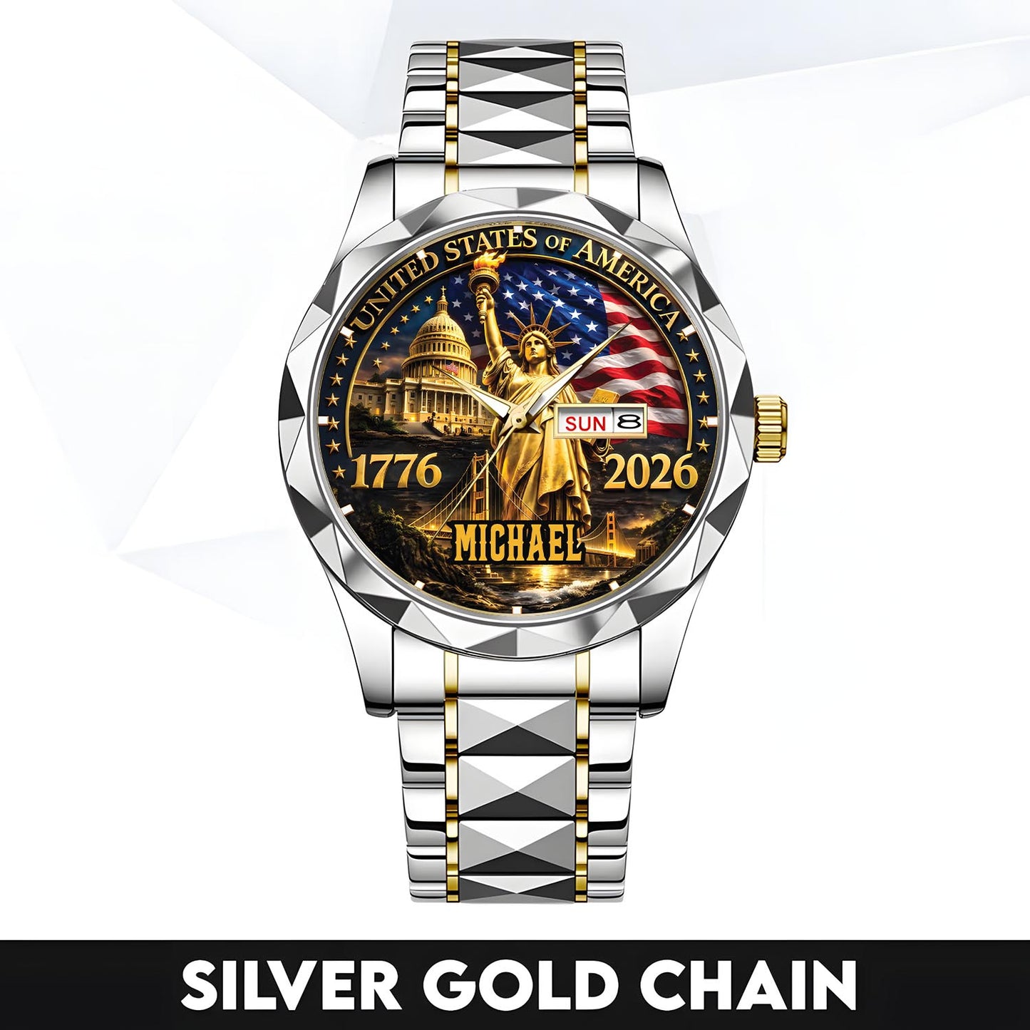 MICHAEL - TC01WT004 - Liberty Statue & Flag Customized America 250th Anniversary Watch