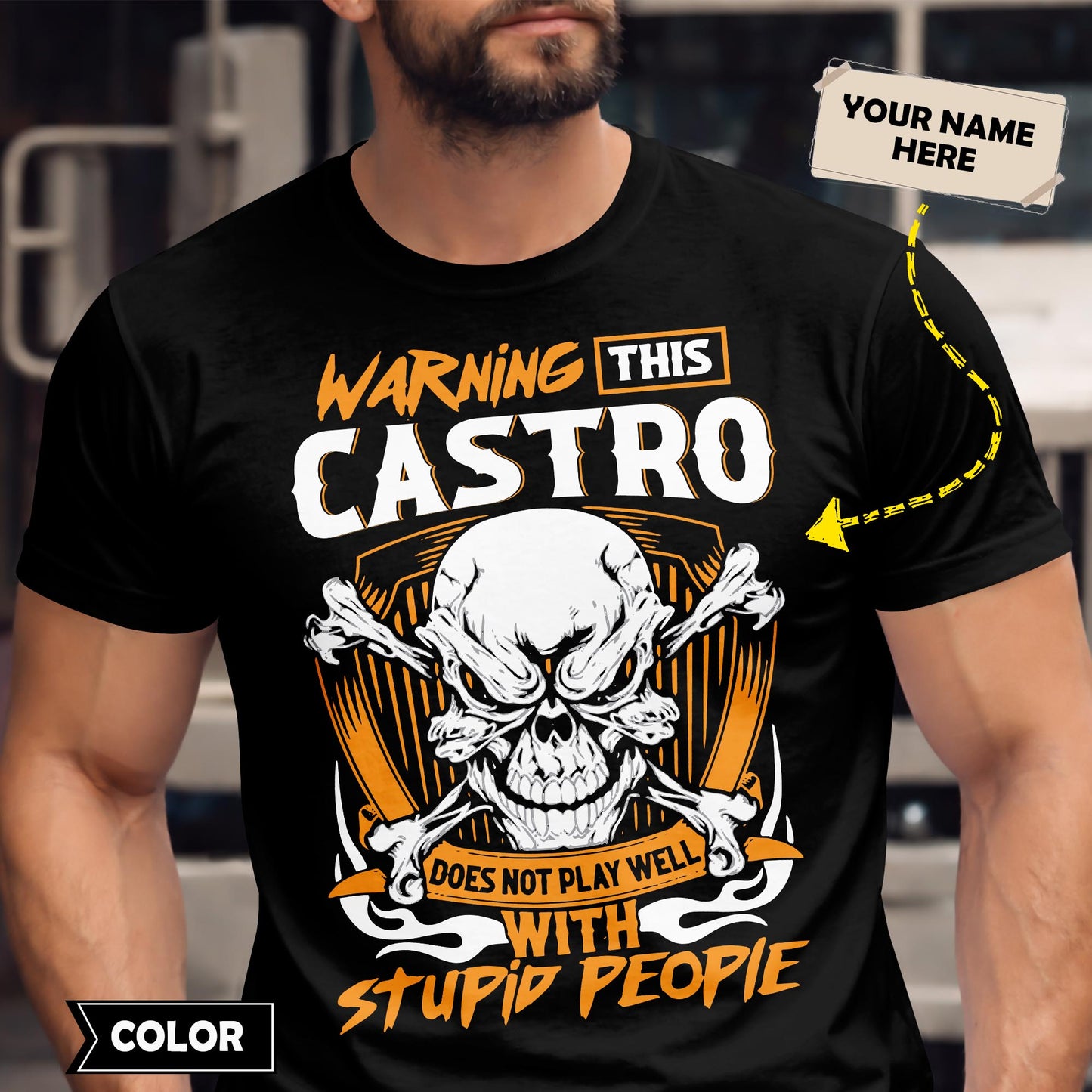 CASTRO - TC01TS003 - Warning This CASTRO Does Not Play Well With Stupid People - Personalized Shirt, Premium Gift for Anniversary