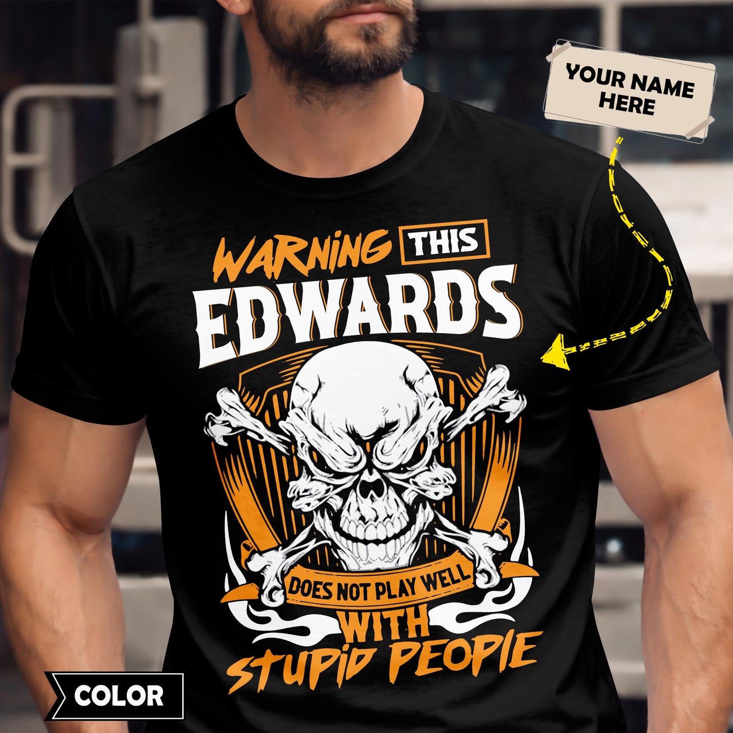 EDWARDS - TC01TS003 - Warning This EDWARDS Does Not Play Well With Stupid People - Personalized Shirt, Premium Gift for Anniversary