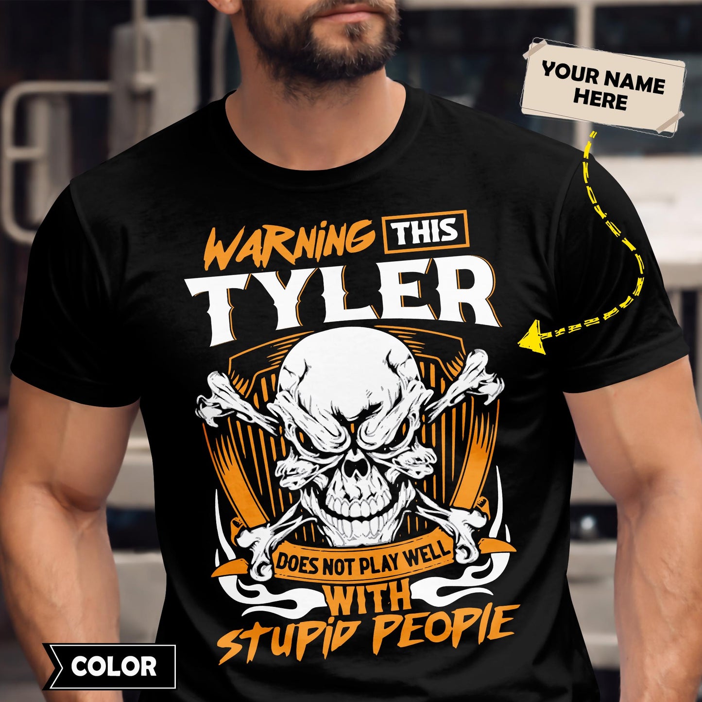 TYLER - TC01TS003 - Warning This TYLER Does Not Play Well With Stupid People - Personalized Shirt, Premium Gift for Anniversary