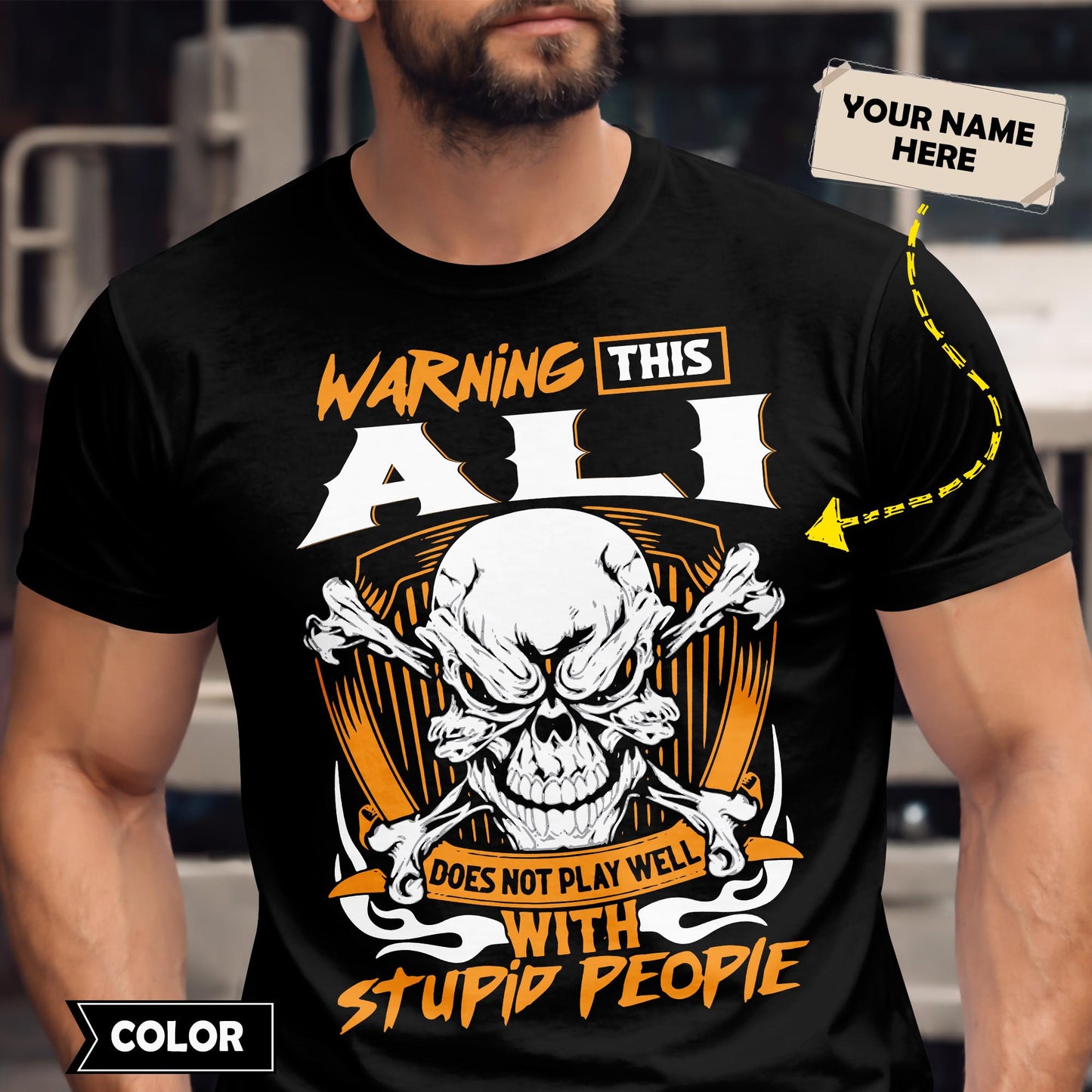 ALI - TC01TS003 - Warning This ALI Does Not Play Well With Stupid People - Personalized Shirt, Premium Gift for Anniversary