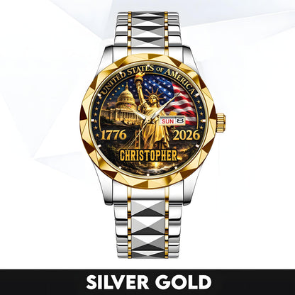CHRISTOPHER - TC01WT004 - Liberty Statue & Flag Customized America 250th Anniversary Watch