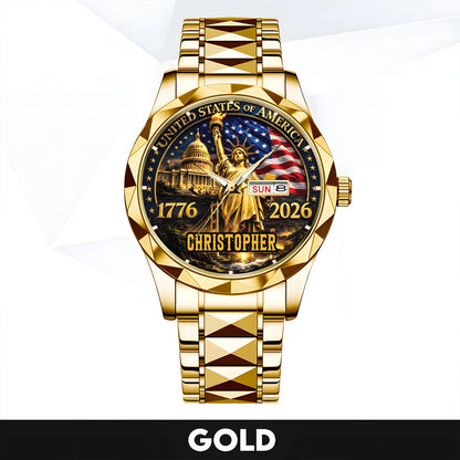 CHRISTOPHER - TC01WT004 - Liberty Statue & Flag Customized America 250th Anniversary Watch