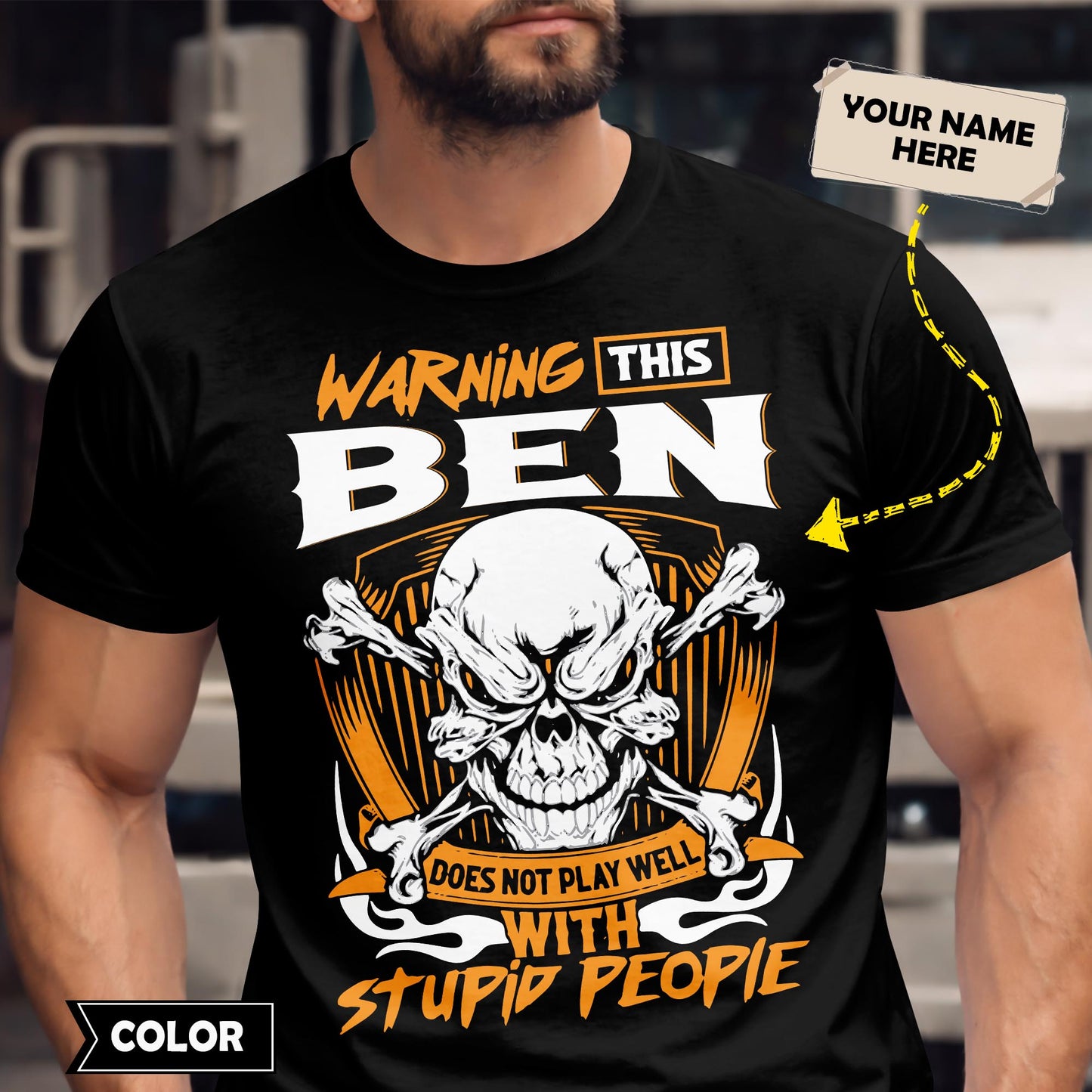 BEN - TC01TS003 - Warning This BEN Does Not Play Well With Stupid People - Personalized Shirt, Premium Gift for Anniversary
