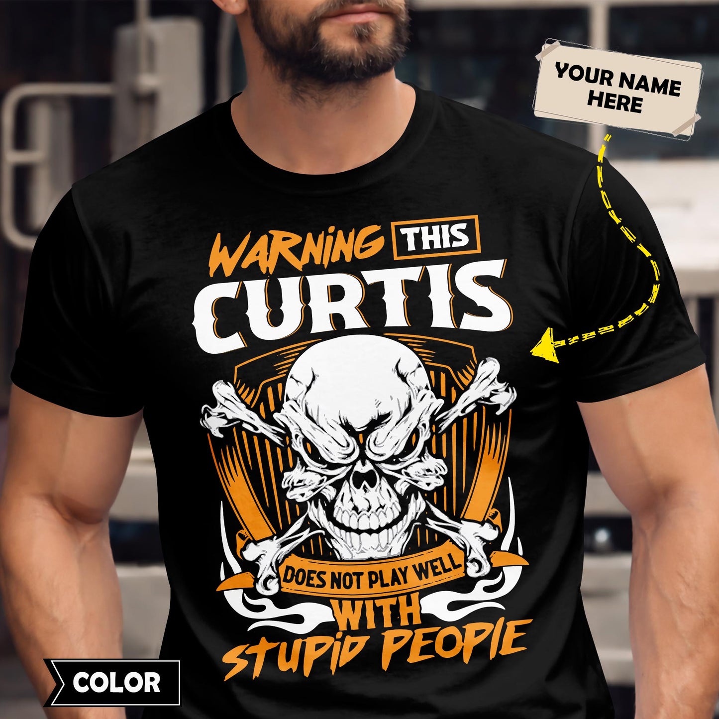 CURTIS - TC01TS003 - Warning This CURTIS Does Not Play Well With Stupid People - Personalized Shirt, Premium Gift for Anniversary