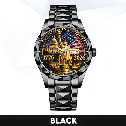 ANTHONY - TC01WT004 - Liberty Statue & Flag Customized America 250th Anniversary Watch