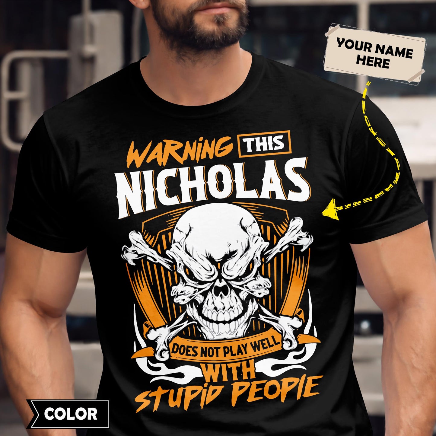 NICHOLAS - TC01TS003 - Warning This NICHOLAS Does Not Play Well With Stupid People - Personalized Shirt, Premium Gift for Anniversary