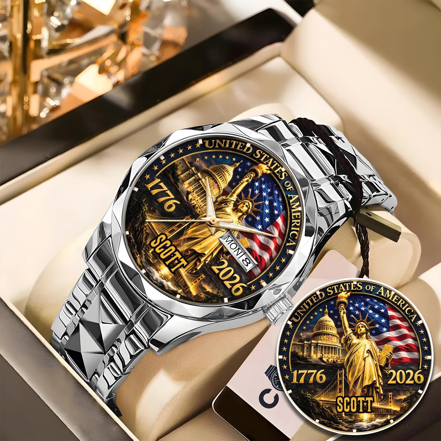 SCOTT - TC01WT004 - Liberty Statue & Flag Customized America 250th Anniversary Watch