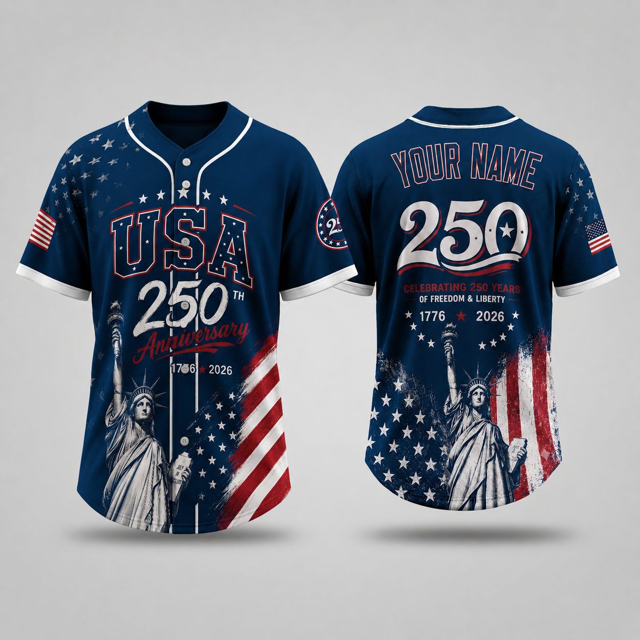 Personalized Liberty Navy 250 Baseball Jersey – Custom Name America Freedom Shirt - GFN01BJ005