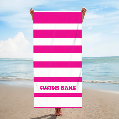 Personalized Classic Stripe Quick-Dry Beach Towel – Oversized Summer Gift