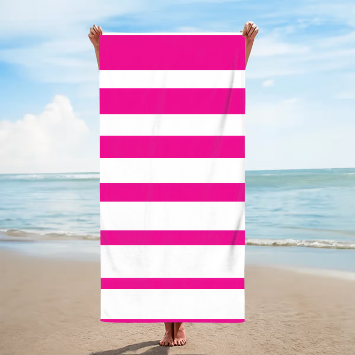 Personalized Classic Stripe Quick-Dry Beach Towel – Oversized Summer Gift