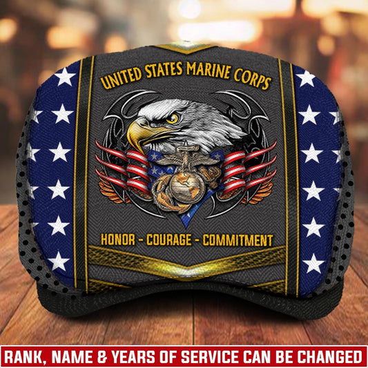 Custom U.S. Marine Corps Jeff Cap – USMC Honor Courage Commitment Veteran Cap