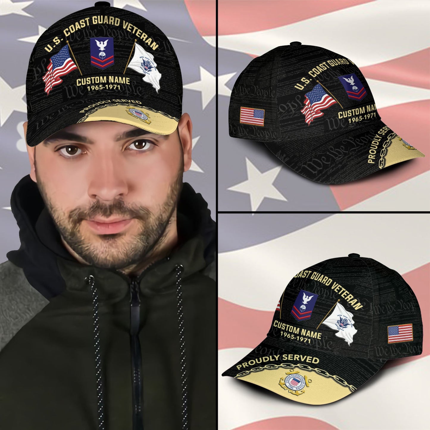 US Coast Guard – Classic Cap – Proudly Served - Flag