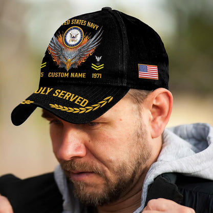 US Navy – Classic Cap – Proudly Served - Flaming Eagle