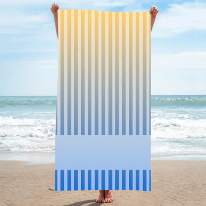 Personalized Coastal Stripe Beach Towel – Custom Name Quick-Dry Summer Towel