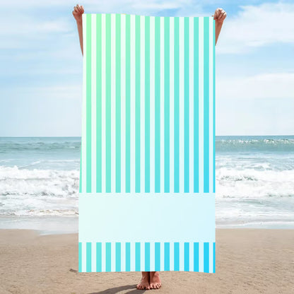 Personalized Coastal Stripe Beach Towel – Custom Name Quick-Dry Summer Towel
