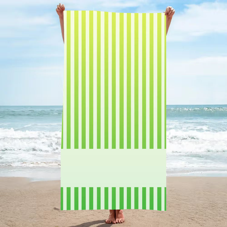 Personalized Coastal Stripe Beach Towel – Custom Name Quick-Dry Summer Towel