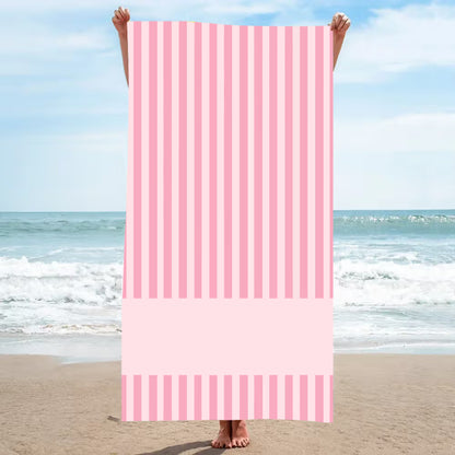 Personalized Coastal Stripe Beach Towel – Custom Name Quick-Dry Summer Towel