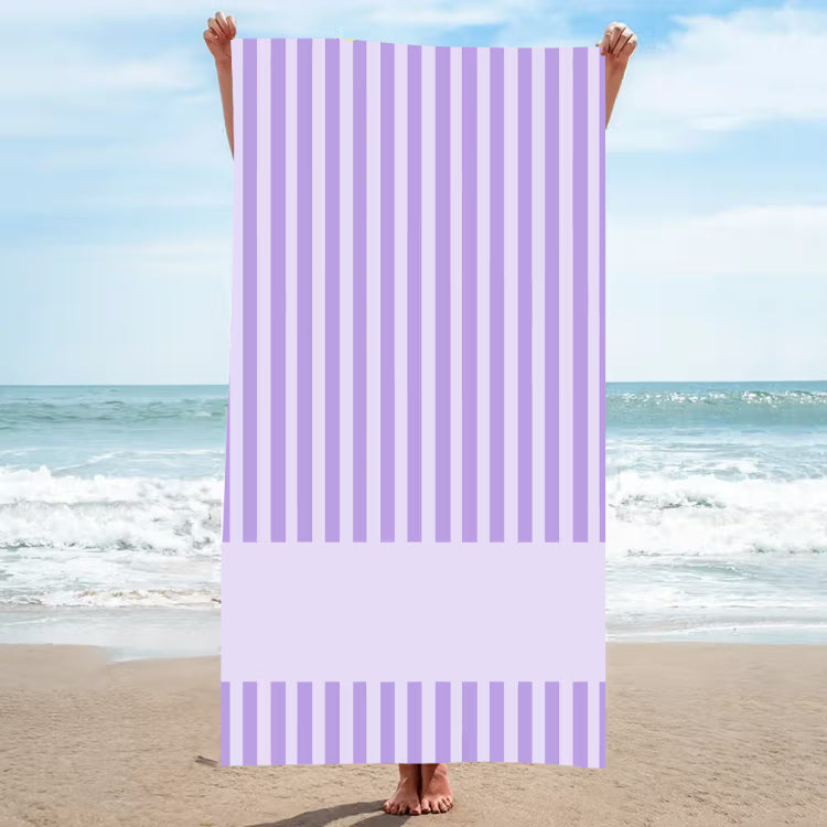 Personalized Coastal Stripe Beach Towel – Custom Name Quick-Dry Summer Towel