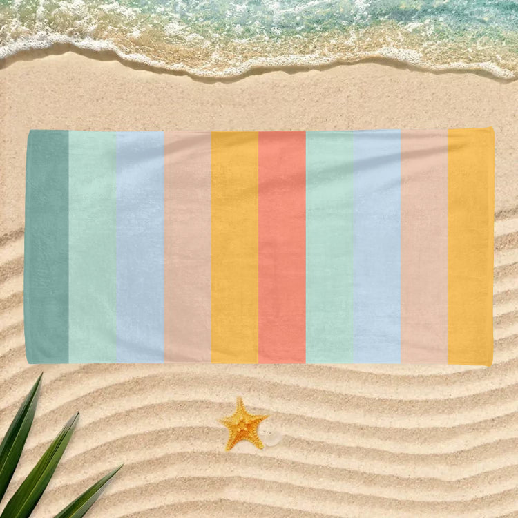 Personalized Pastel Stripe Beach Towel – Custom Name Quick-Dry Summer Towel