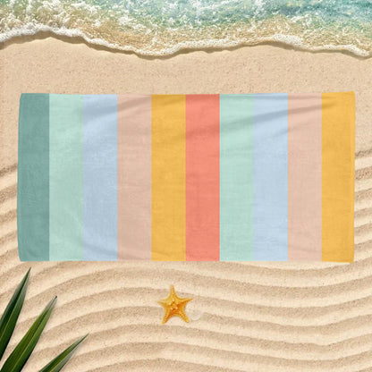 Personalized Pastel Stripe Beach Towel – Custom Name Quick-Dry Summer Towel