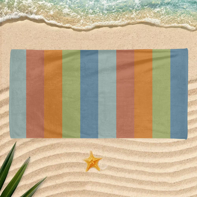 Personalized Pastel Stripe Beach Towel – Custom Name Quick-Dry Summer Towel