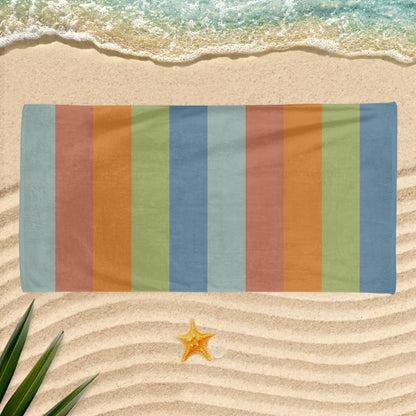 Personalized Pastel Stripe Beach Towel – Custom Name Quick-Dry Summer Towel