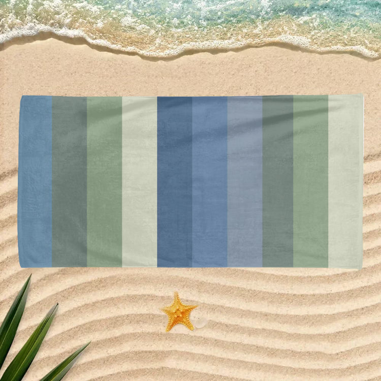 Personalized Pastel Stripe Beach Towel – Custom Name Quick-Dry Summer Towel